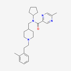 molecular formula C26H36N4O B6065766 N-cyclopentyl-5-methyl-N-({1-[2-(2-methylphenyl)ethyl]-4-piperidinyl}methyl)-2-pyrazinecarboxamide 