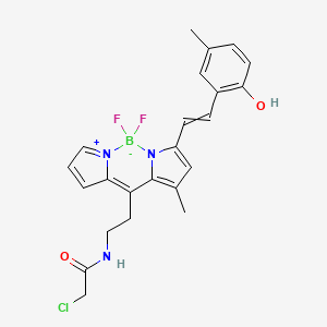B606580 2-chloro-N-[2-[2,2-difluoro-4-[2-(2-hydroxy-5-methylphenyl)ethenyl]-6-methyl-3-aza-1-azonia-2-boranuidatricyclo[7.3.0.03,7]dodeca-1(12),4,6,8,10-pentaen-8-yl]ethyl]acetamide CAS No. 1800205-57-5