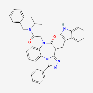 molecular formula C37H34N6O2 B606581 6H-[1,2,4]三唑并[4,3-a][1,5]苯并二氮杂卓-6-乙酰胺，4,5-二氢-4-(1H-吲哚-3-基甲基)-N-(1-甲基乙基)-5-氧代-1-苯基-N-(苯甲基)- CAS No. 870615-40-0