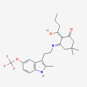 2-butyryl-5,5-dimethyl-3-({2-[2-methyl-5-(trifluoromethoxy)-1H-indol-3-yl]ethyl}amino)cyclohex-2-en-1-one