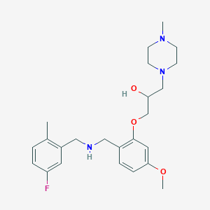 molecular formula C24H34FN3O3 B6065850 1-(2-{[(5-fluoro-2-methylbenzyl)amino]methyl}-5-methoxyphenoxy)-3-(4-methyl-1-piperazinyl)-2-propanol 