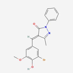 molecular formula C18H15BrN2O3 B6065882 4-(3-bromo-4-hydroxy-5-methoxybenzylidene)-5-methyl-2-phenyl-2,4-dihydro-3H-pyrazol-3-one 