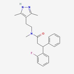 N-[2-(3,5-dimethyl-1H-pyrazol-4-yl)ethyl]-3-(2-fluorophenyl)-N-methyl-3-phenylpropanamide