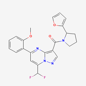 molecular formula C23H20F2N4O3 B6065928 7-(difluoromethyl)-3-{[2-(2-furyl)-1-pyrrolidinyl]carbonyl}-5-(2-methoxyphenyl)pyrazolo[1,5-a]pyrimidine 