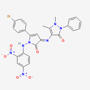 molecular formula C27H20BrN7O6 B6065954 4-({5-(4-bromophenyl)-1-[(2,4-dinitrophenyl)amino]-2-oxo-1,2-dihydro-3H-pyrrol-3-ylidene}amino)-1,5-dimethyl-2-phenyl-1,2-dihydro-3H-pyrazol-3-one 