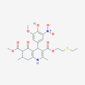 3-[2-(ethylthio)ethyl] 6-methyl 4-(4-hydroxy-3-methoxy-5-nitrophenyl)-2,7-dimethyl-5-oxo-1,4,5,6,7,8-hexahydro-3,6-quinolinedicarboxylate