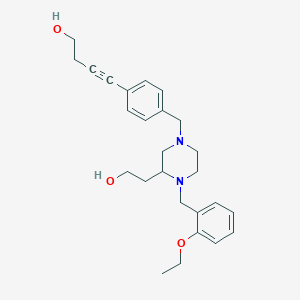 molecular formula C26H34N2O3 B6066000 4-(4-{[4-(2-ethoxybenzyl)-3-(2-hydroxyethyl)-1-piperazinyl]methyl}phenyl)-3-butyn-1-ol 