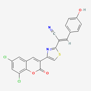 molecular formula C21H10Cl2N2O3S B6066004 2-[4-(6,8-dichloro-2-oxo-2H-chromen-3-yl)-1,3-thiazol-2-yl]-3-(4-hydroxyphenyl)acrylonitrile 