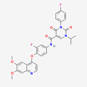 B606602 N-[4-(6,7-dimethoxyquinolin-4-yl)oxy-3-fluorophenyl]-3-(4-fluorophenyl)-2,4-dioxo-1-propan-2-ylpyrimidine-5-carboxamide CAS No. 1437321-24-8