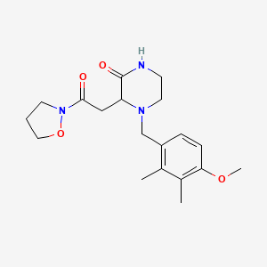 molecular formula C19H27N3O4 B6066070 3-[2-(2-isoxazolidinyl)-2-oxoethyl]-4-(4-methoxy-2,3-dimethylbenzyl)-2-piperazinone 