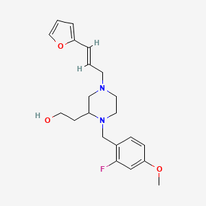 molecular formula C21H27FN2O3 B6066081 2-{1-(2-fluoro-4-methoxybenzyl)-4-[(2E)-3-(2-furyl)-2-propen-1-yl]-2-piperazinyl}ethanol 