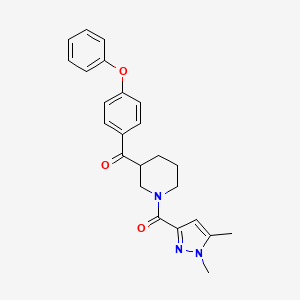 molecular formula C24H25N3O3 B6066089 {1-[(1,5-dimethyl-1H-pyrazol-3-yl)carbonyl]-3-piperidinyl}(4-phenoxyphenyl)methanone 