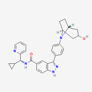 molecular formula C30H31N5O2 B606613 N-[(R)-环丙基(2-吡啶基)甲基]-3-[4-[(1α,5α)-3β-羟基-8-氮杂双环[3.2.1]辛烷-8-基]苯基]-1H-吲唑-5-甲酰胺 CAS No. 1430741-35-7
