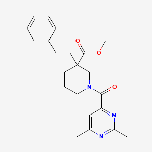 ethyl 1-[(2,6-dimethyl-4-pyrimidinyl)carbonyl]-3-(2-phenylethyl)-3-piperidinecarboxylate