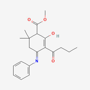 Methyl 3-butanoyl-2-hydroxy-6,6-dimethyl-4-phenyliminocyclohex-2-ene-1-carboxylate