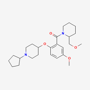 molecular formula C25H38N2O4 B6066193 1-{2-[(1-cyclopentyl-4-piperidinyl)oxy]-5-methoxybenzoyl}-2-(methoxymethyl)piperidine 