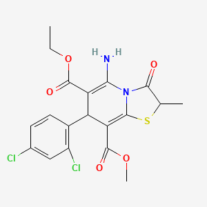 6-ethyl 8-methyl 5-amino-7-(2,4-dichlorophenyl)-2-methyl-3-oxo-2,3-dihydro-7H-[1,3]thiazolo[3,2-a]pyridine-6,8-dicarboxylate