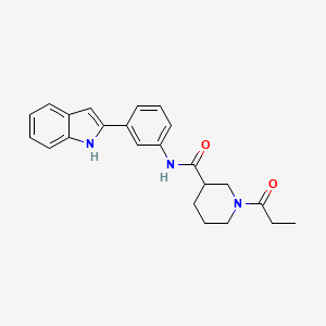 molecular formula C23H25N3O2 B6066269 N-[3-(1H-indol-2-yl)phenyl]-1-propionyl-3-piperidinecarboxamide 