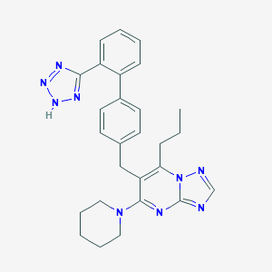 molecular formula C27H29N9 B060663 (1,2,4)Triazolo(1,5-a)pyrimidine, 5-(1-piperidinyl)-7-propyl-6-((2'-(1H-tetrazol-5-yl)(1,1'-biphenyl)-4-yl)methyl)- CAS No. 168152-94-1