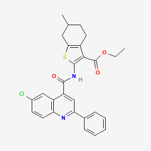 Ethyl 2-{[(6-chloro-2-phenylquinolin-4-yl)carbonyl]amino}-6-methyl-4,5,6,7-tetrahydro-1-benzothiophene-3-carboxylate