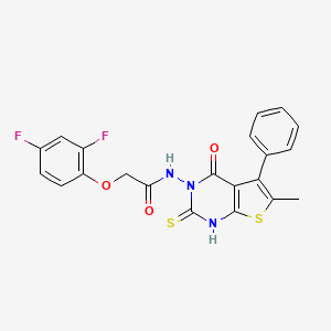 molecular formula C21H15F2N3O3S2 B6066339 2-(2,4-difluorophenoxy)-N-(2-mercapto-6-methyl-4-oxo-5-phenylthieno[2,3-d]pyrimidin-3(4H)-yl)acetamide 