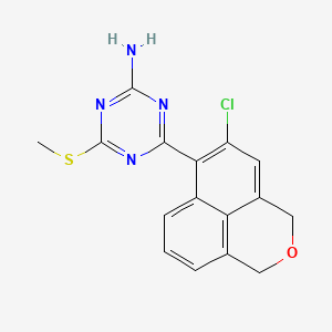 molecular formula C16H13ClN4OS B606634 4-(5-Chloro-1h,3h-Benzo[de]isochromen-6-Yl)-6-(Methylsulfanyl)-1,3,5-Triazin-2-Amine CAS No. 959766-47-3