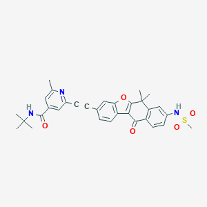 B606637 N-tert-butyl-2-[2-[8-(methanesulfonamido)-6,6-dimethyl-11-oxonaphtho[2,3-b][1]benzofuran-3-yl]ethynyl]-6-methylpyridine-4-carboxamide CAS No. 2095616-82-1