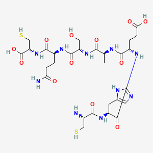 molecular formula C28H44N10O12S2 B606640 L-Cysteine, L-cysteinyl-L-histidyl-L-alpha-glutamyl-L-alanyl-L-seryl-L-glutaminyl- CAS No. 1068524-58-2