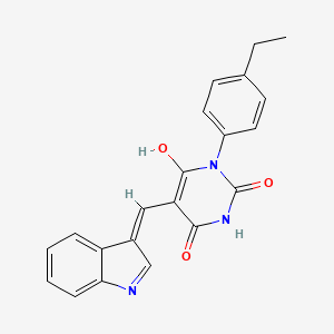 molecular formula C21H17N3O3 B6066446 1-(4-ethylphenyl)-5-(1H-indol-3-ylmethylene)-2,4,6(1H,3H,5H)-pyrimidinetrione 