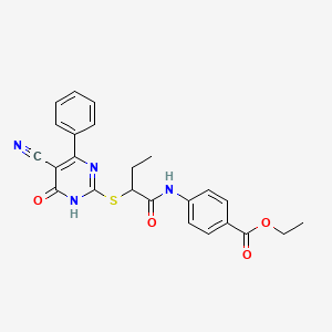 ethyl 4-({2-[(5-cyano-6-oxo-4-phenyl-1,6-dihydro-2-pyrimidinyl)thio]butanoyl}amino)benzoate