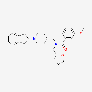 molecular formula C28H36N2O3 B6066514 N-{[1-(2,3-dihydro-1H-inden-2-yl)-4-piperidinyl]methyl}-3-methoxy-N-(tetrahydro-2-furanylmethyl)benzamide 