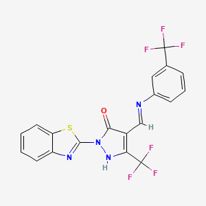 2-(1,3-BENZOTHIAZOL-2-YL)-5-(TRIFLUOROMETHYL)-4-({[3-(TRIFLUOROMETHYL)PHENYL]IMINO}METHYL)-1,2-DIHYDRO-3H-PYRAZOL-3-ONE