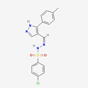 4-chloro-N'-{[3-(4-methylphenyl)-1H-pyrazol-4-yl]methylene}benzenesulfonohydrazide