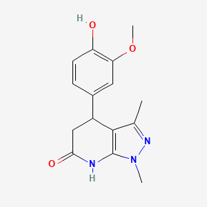 molecular formula C15H17N3O3 B6066646 4-(4-hydroxy-3-methoxyphenyl)-1,3-dimethyl-1,4,5,7-tetrahydro-6H-pyrazolo[3,4-b]pyridin-6-one 