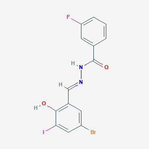 N'-[(E)-(5-bromo-2-hydroxy-3-iodophenyl)methylidene]-3-fluorobenzohydrazide