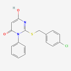 2-[(4-Chlorophenyl)methylsulfanyl]-6-hydroxy-3-phenylpyrimidin-4-one