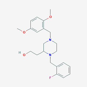 molecular formula C22H29FN2O3 B6066855 2-[4-(2,5-dimethoxybenzyl)-1-(2-fluorobenzyl)-2-piperazinyl]ethanol 