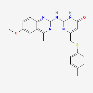 molecular formula C22H21N5O2S B6066867 2-[(6-methoxy-4-methyl-2-quinazolinyl)amino]-6-{[(4-methylphenyl)sulfanyl]methyl}-4-pyrimidinol 