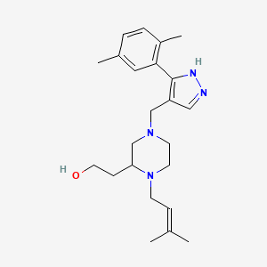 2-[4-{[3-(2,5-dimethylphenyl)-1H-pyrazol-4-yl]methyl}-1-(3-methyl-2-buten-1-yl)-2-piperazinyl]ethanol