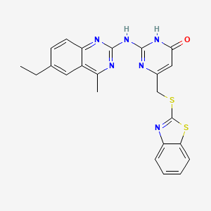 molecular formula C23H20N6OS2 B6066911 6-[(1,3-benzothiazol-2-ylthio)methyl]-2-[(6-ethyl-4-methyl-2-quinazolinyl)amino]-4(1H)-pyrimidinone 