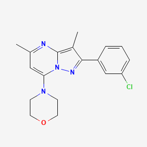 molecular formula C18H19ClN4O B6066920 2-(3-chlorophenyl)-3,5-dimethyl-7-(4-morpholinyl)pyrazolo[1,5-a]pyrimidine 