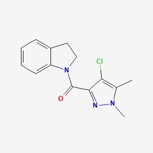 molecular formula C14H14ClN3O B6066953 1-[(4-chloro-1,5-dimethyl-1H-pyrazol-3-yl)carbonyl]indoline 