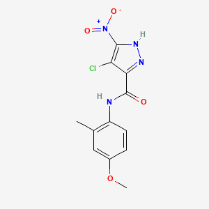 4-chloro-N-(4-methoxy-2-methylphenyl)-5-nitro-1H-pyrazole-3-carboxamide