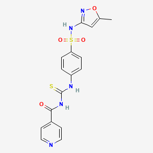 molecular formula C17H15N5O4S2 B6067102 N-{[(4-{[(5-methyl-3-isoxazolyl)amino]sulfonyl}phenyl)amino]carbonothioyl}isonicotinamide 