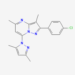 molecular formula C19H18ClN5 B6067107 2-(4-chlorophenyl)-7-(3,5-dimethyl-1H-pyrazol-1-yl)-3,5-dimethylpyrazolo[1,5-a]pyrimidine 