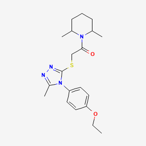 molecular formula C20H28N4O2S B6067119 1-({[4-(4-ethoxyphenyl)-5-methyl-4H-1,2,4-triazol-3-yl]thio}acetyl)-2,6-dimethylpiperidine 