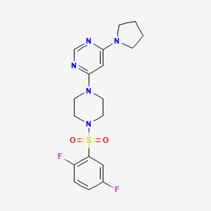 molecular formula C18H21F2N5O2S B6067173 4-{4-[(2,5-difluorophenyl)sulfonyl]-1-piperazinyl}-6-(1-pyrrolidinyl)pyrimidine 