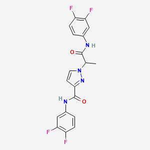 molecular formula C19H14F4N4O2 B6067188 N-(3,4-difluorophenyl)-1-{2-[(3,4-difluorophenyl)amino]-1-methyl-2-oxoethyl}-1H-pyrazole-3-carboxamide 