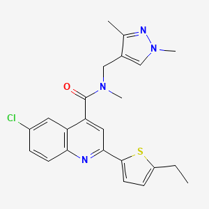 molecular formula C23H23ClN4OS B6067214 6-chloro-N-[(1,3-dimethyl-1H-pyrazol-4-yl)methyl]-2-(5-ethyl-2-thienyl)-N-methyl-4-quinolinecarboxamide 