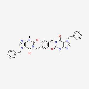 molecular formula C34H30N8O4 B6067218 1,1'-[1,4-phenylenebis(methylene)]bis(7-benzyl-3-methyl-3,7-dihydro-1H-purine-2,6-dione) 